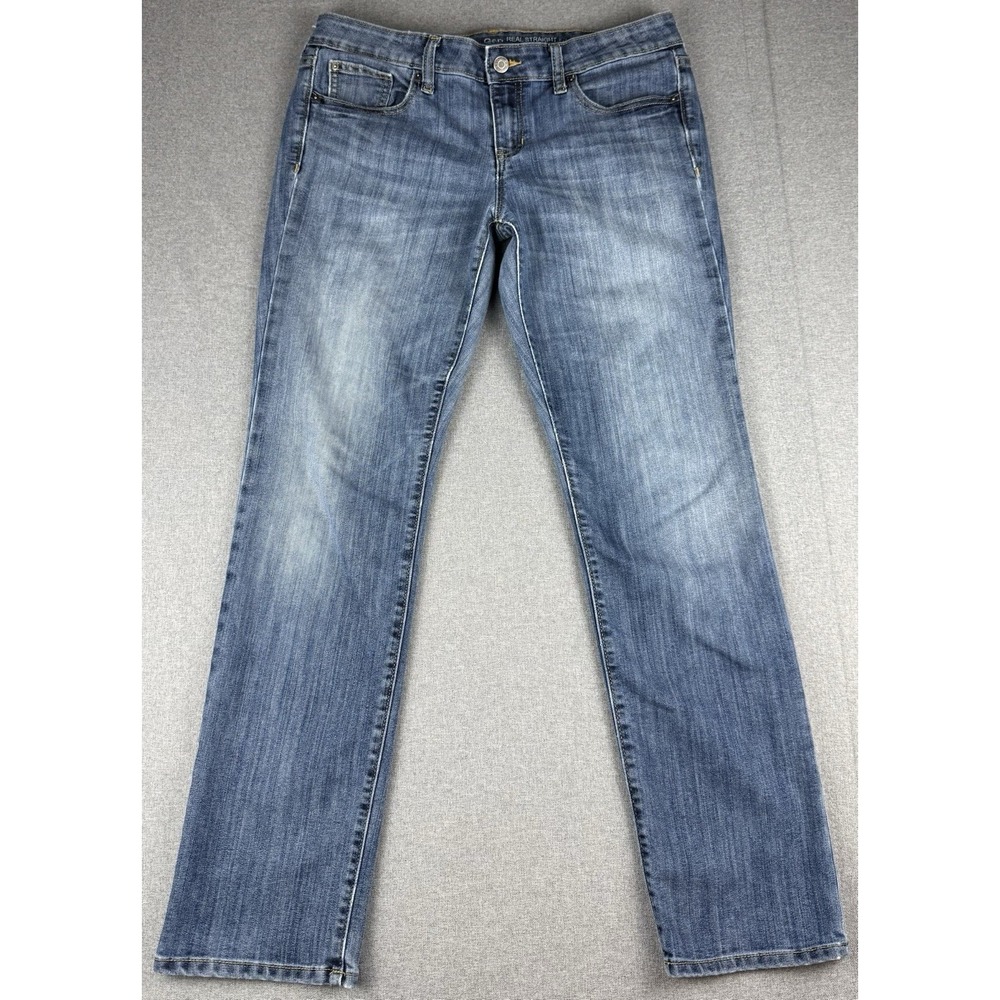 Gap Real Straight Fit Jeans Womens 8R Medium Wash Stretch Denim Blue 29x29